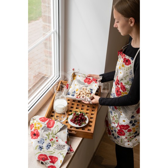 Colourful half-linen kitchen apron "Poppy"